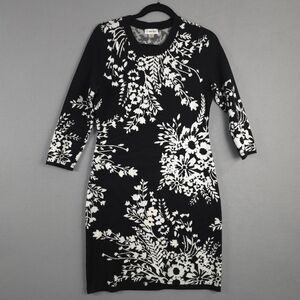 Calvin Klein Floral Black and White Sweater Dress Size Medium